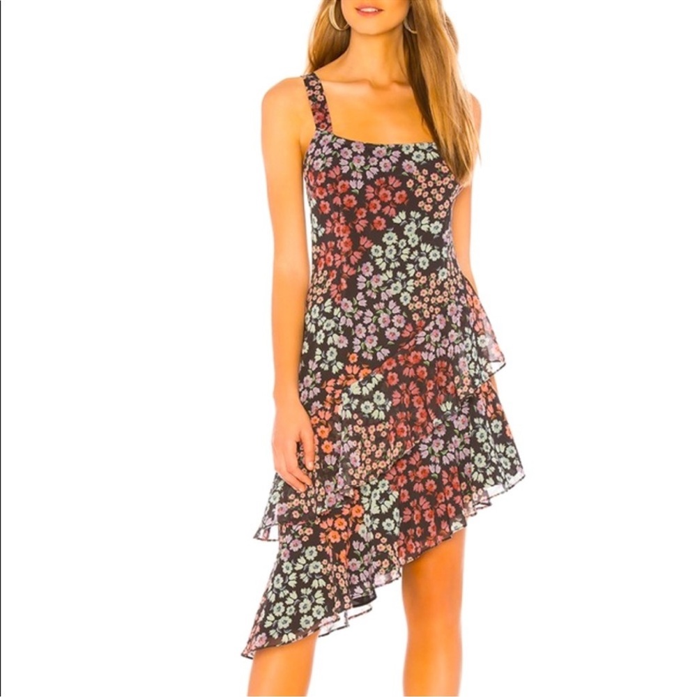 Lovers + Friends Floral Chiara Midi Dress Size XS | Asymmetric Hem - Picture 11 of 12